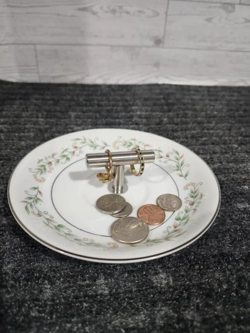 Vintage Brentwood China Ring Dish Cottonwood Floral Saucer Trinket Tray T Bar